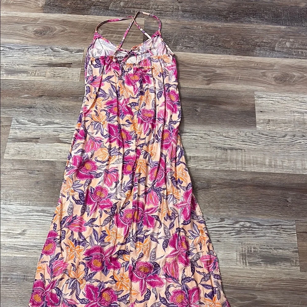 Old Navy Floral Print Dress with Purple and Orange Accents - Picture 5 of 6